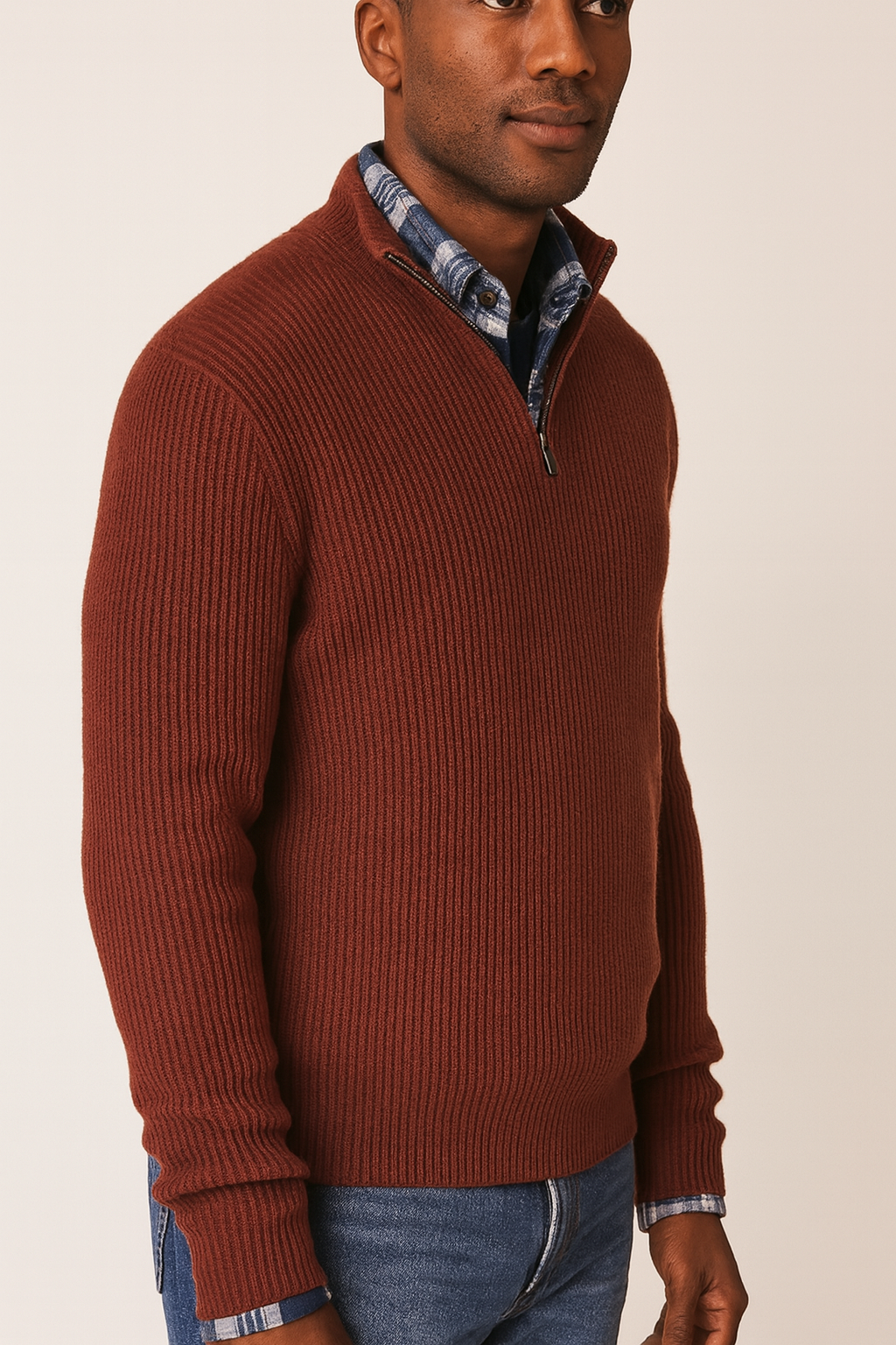 Men’s Zip-Neck Knit Sweater | Casual Business Pullover | Leon