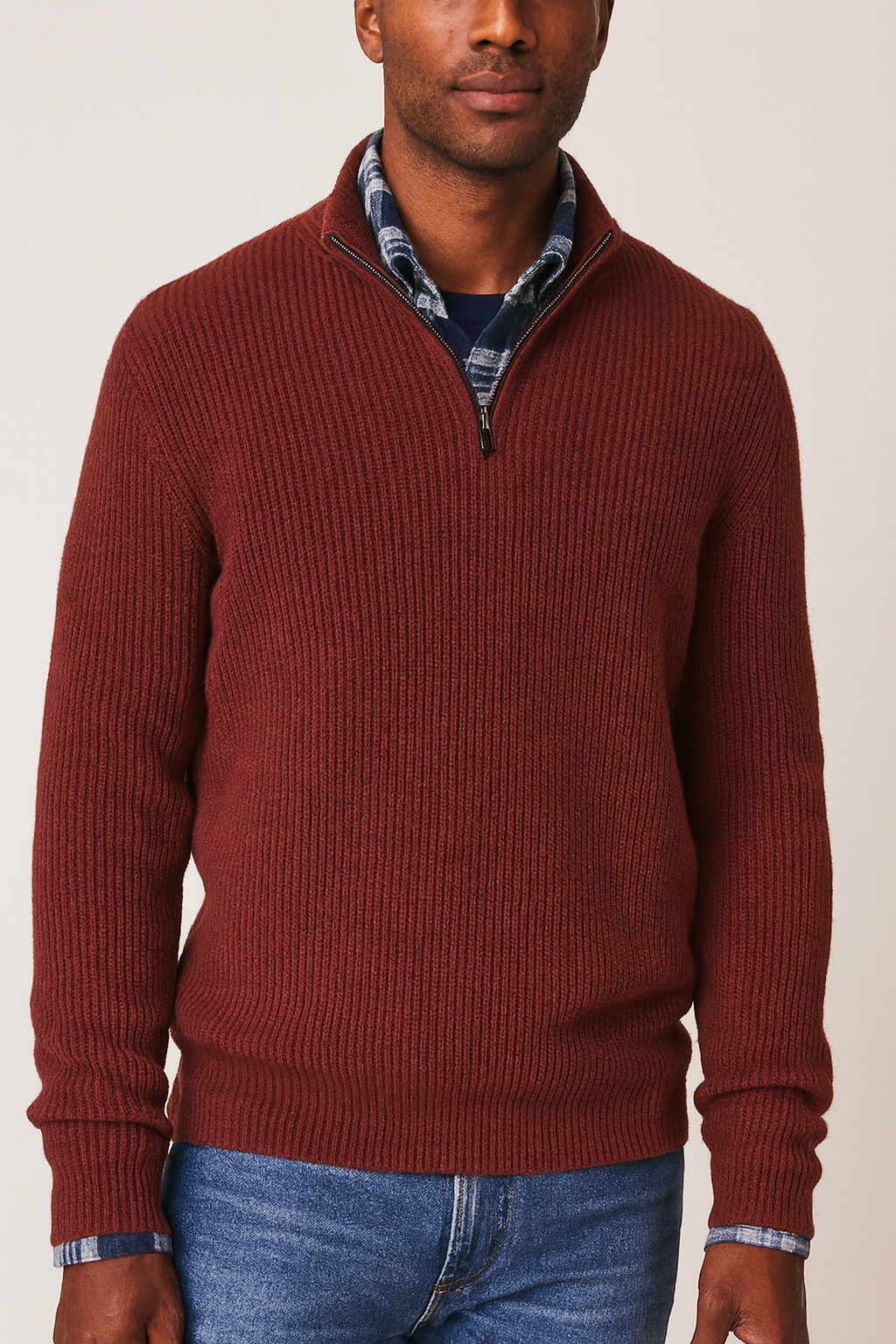 Men’s Zip-Neck Knit Sweater | Casual Business Pullover | Leon