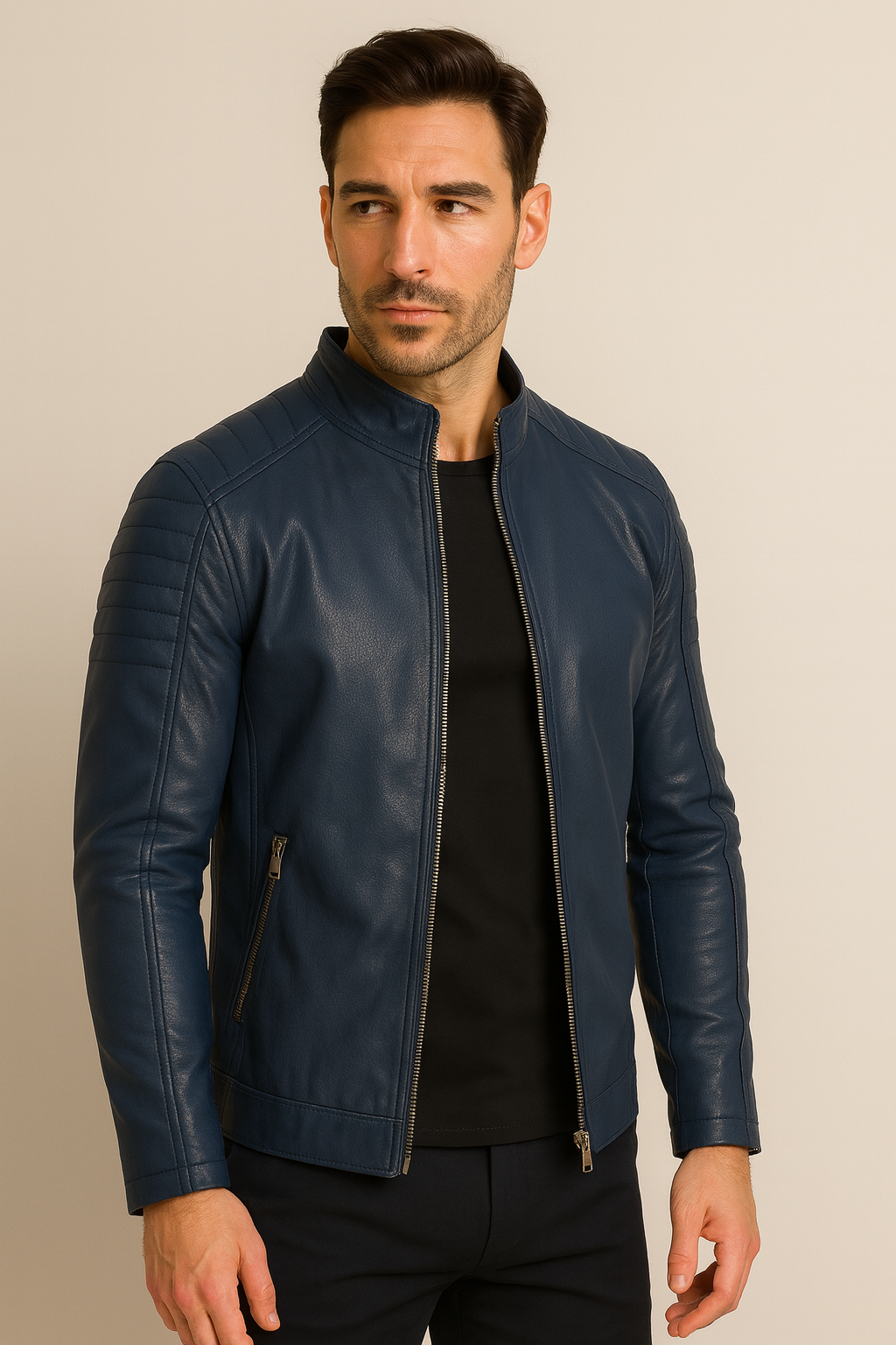 Men’s Tailored Leather Jacket | Classic Slim Fit | Ethan