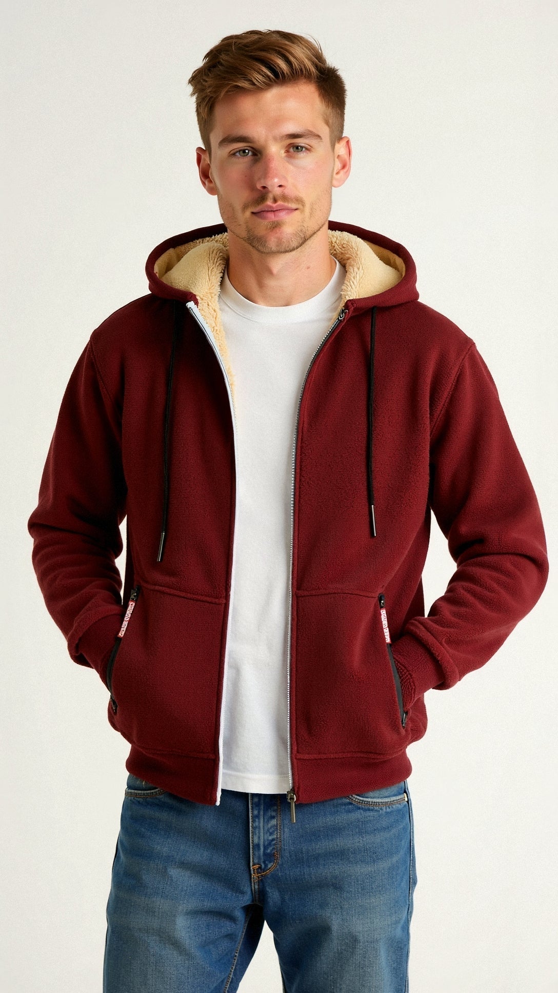 Men’s Lined Winter Hoodie | Warm Fleece Zip Jacket for Cold Weather | Jonas