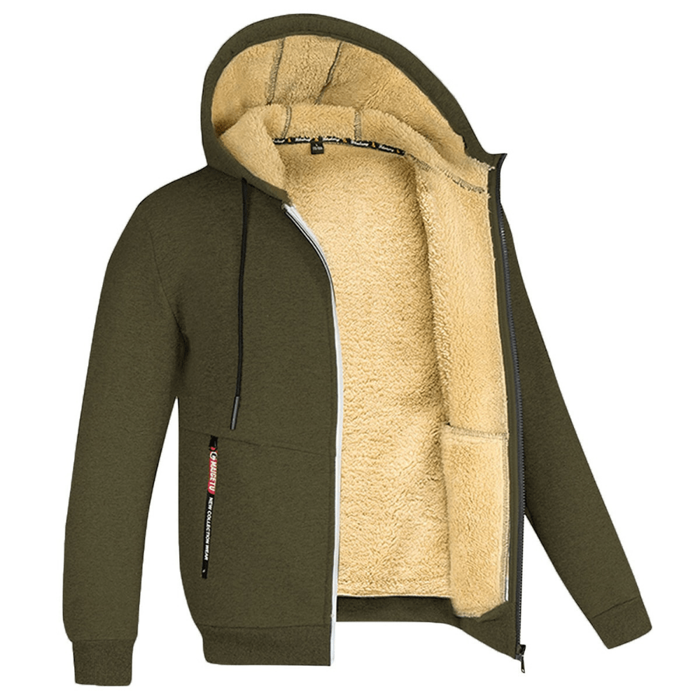 Men’s Lined Winter Hoodie | Warm Fleece Zip Jacket for Cold Weather | Jonas