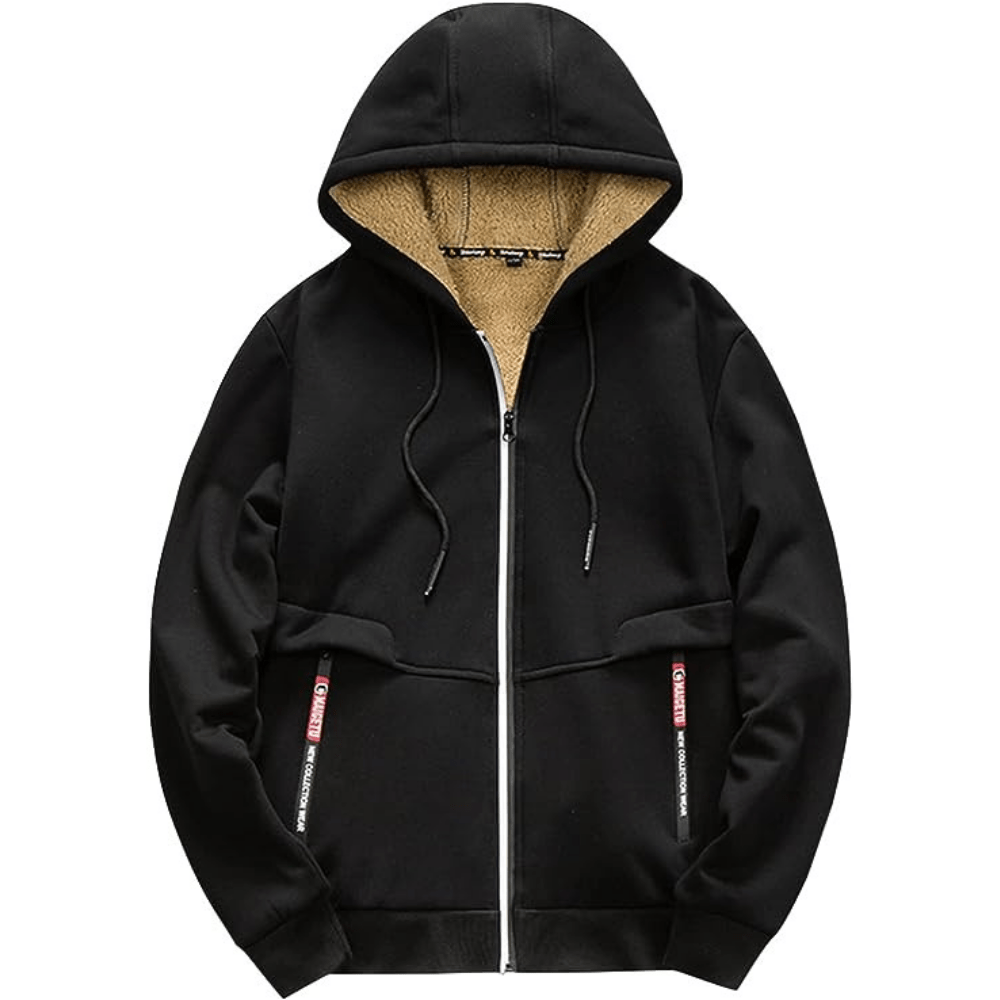 Men’s Lined Winter Hoodie | Warm Fleece Zip Jacket for Cold Weather | Jonas