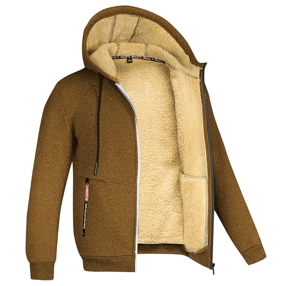 Men’s Lined Winter Hoodie | Warm Fleece Zip Jacket for Cold Weather | Jonas