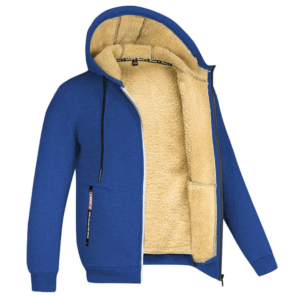Men’s Lined Winter Hoodie | Warm Fleece Zip Jacket for Cold Weather | Jonas