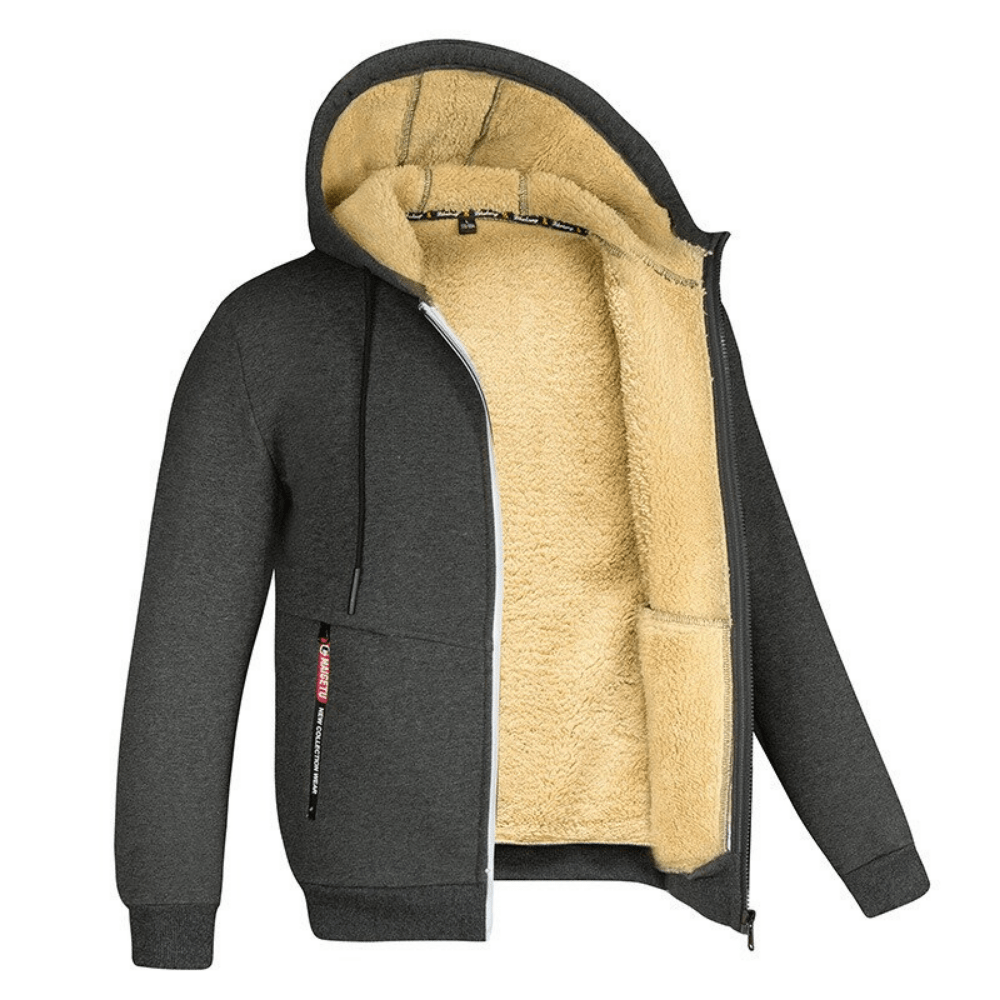 Men’s Lined Winter Hoodie | Warm Fleece Zip Jacket for Cold Weather | Jonas