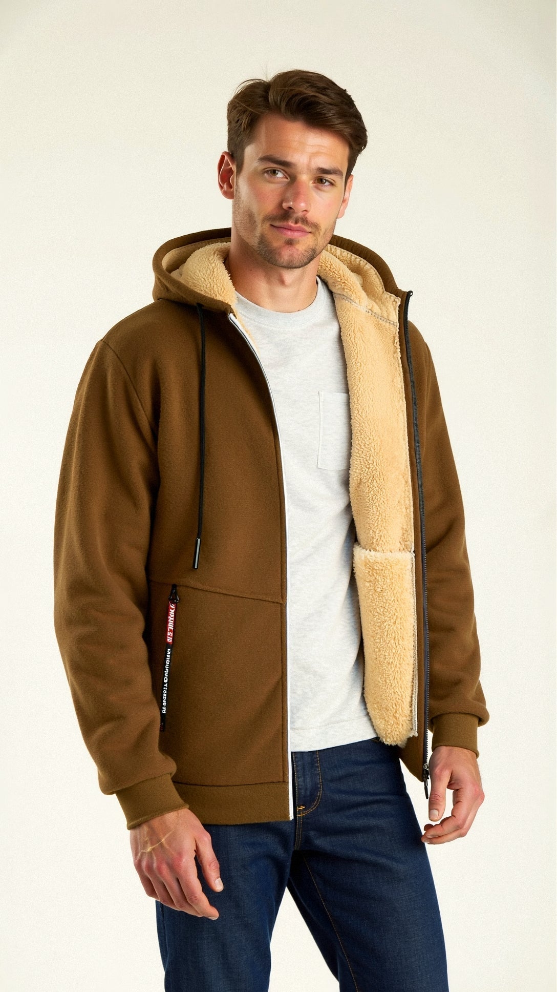 Men’s Lined Winter Hoodie | Warm Fleece Zip Jacket for Cold Weather | Jonas