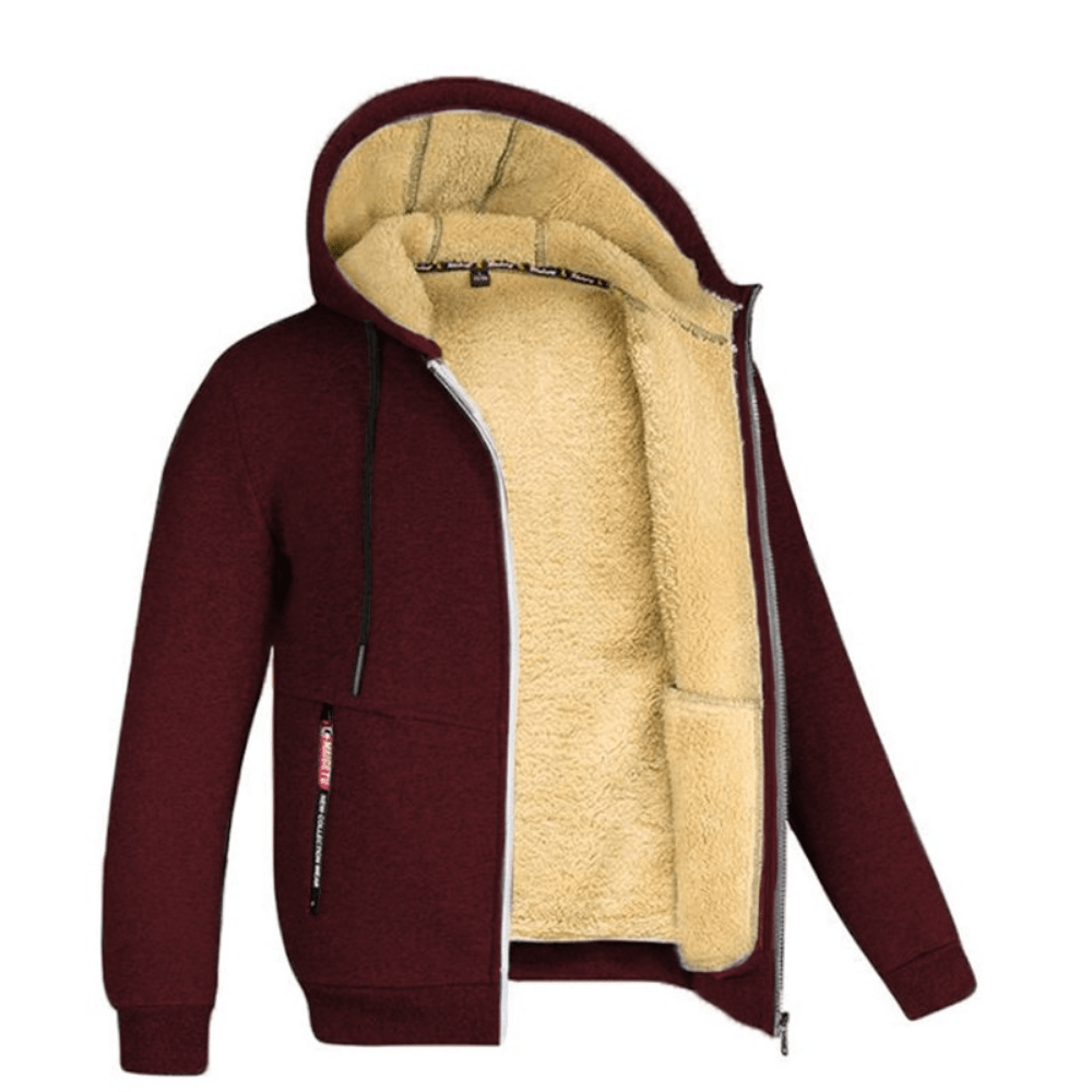 Men’s Lined Winter Hoodie | Warm Fleece Zip Jacket for Cold Weather | Jonas