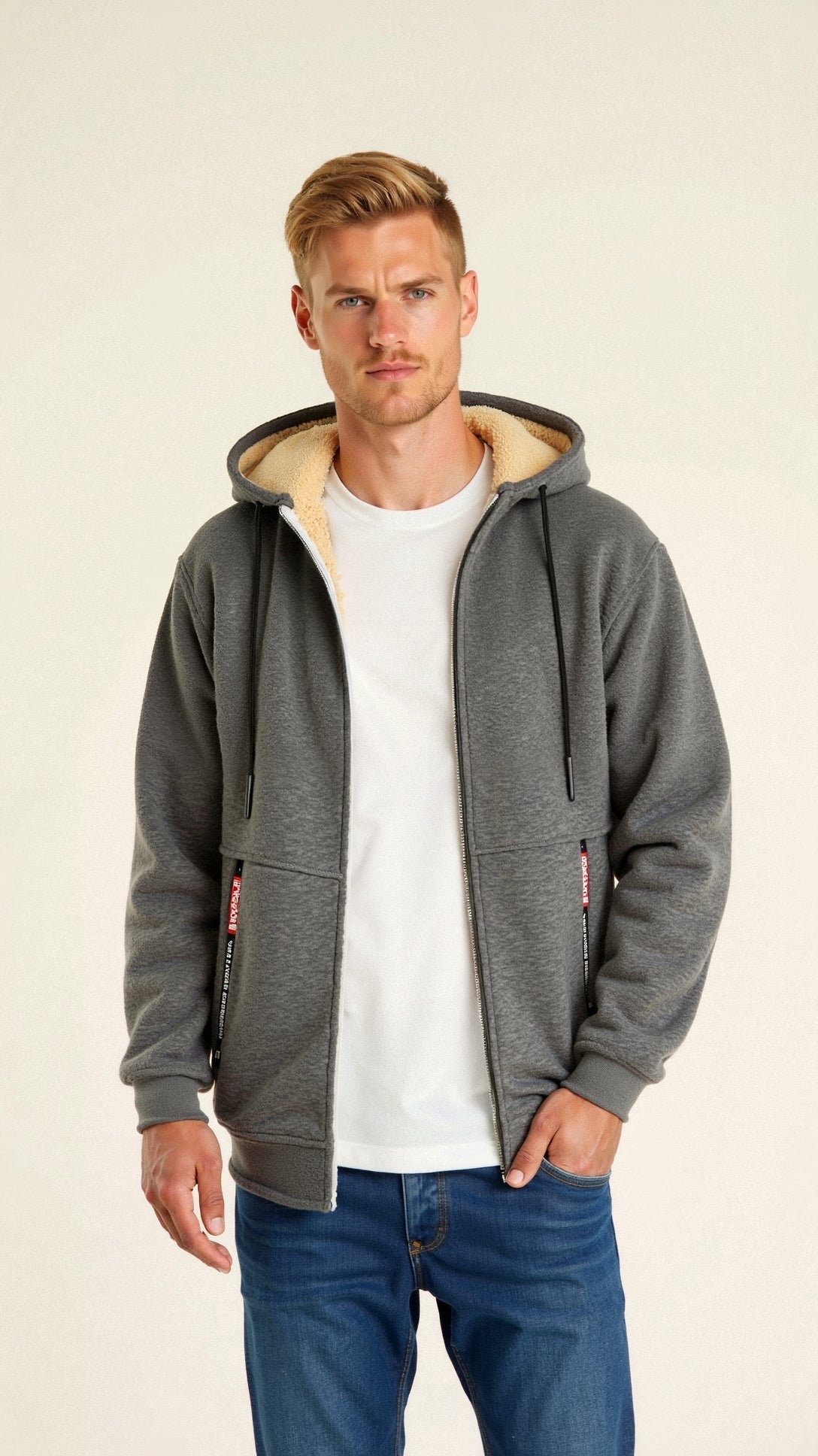 Men’s Lined Winter Hoodie | Warm Fleece Zip Jacket for Cold Weather | Jonas
