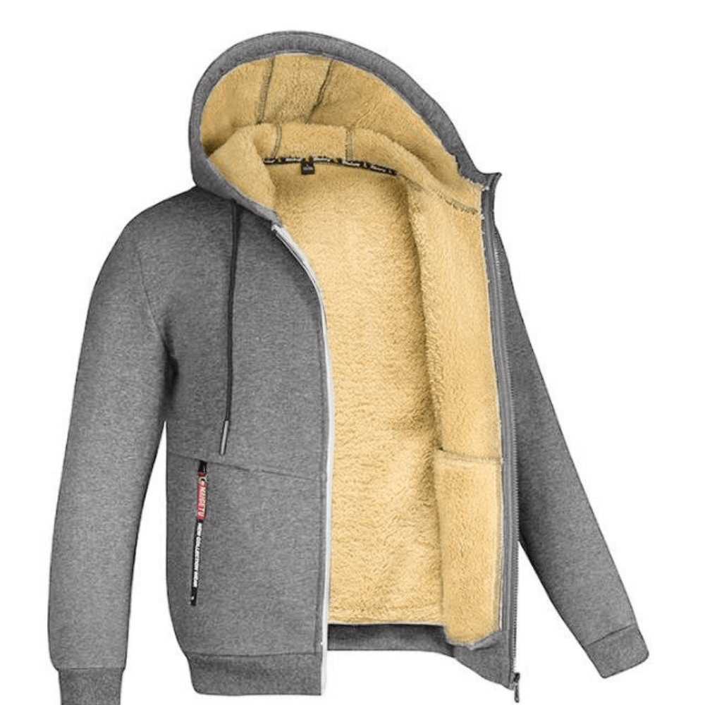 Men’s Lined Winter Hoodie | Warm Fleece Zip Jacket for Cold Weather | Jonas