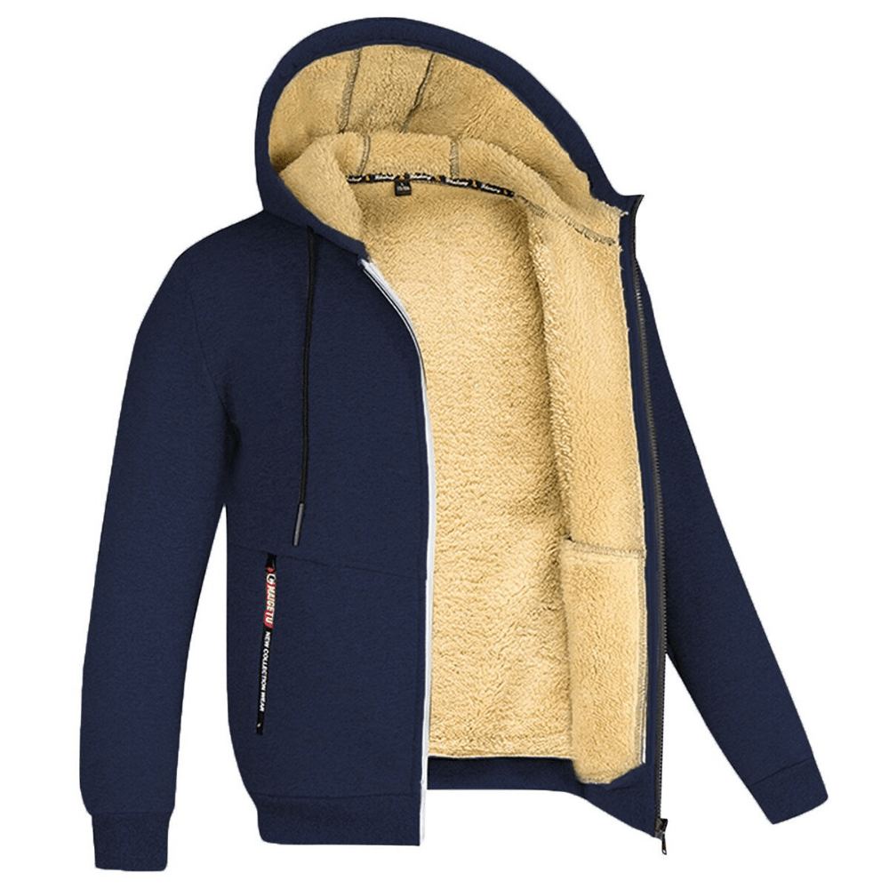 Men’s Lined Winter Hoodie | Warm Fleece Zip Jacket for Cold Weather | Jonas