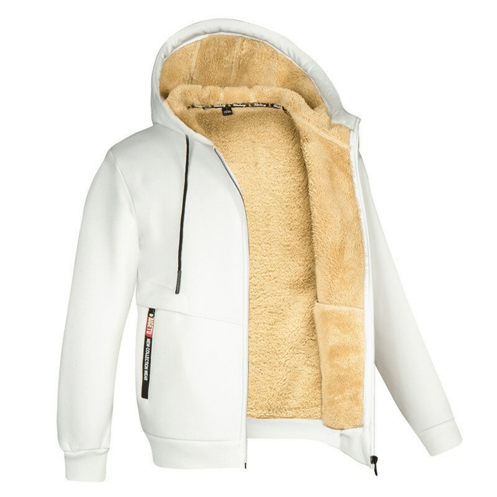 Men’s Lined Winter Hoodie | Warm Fleece Zip Jacket for Cold Weather | Jonas