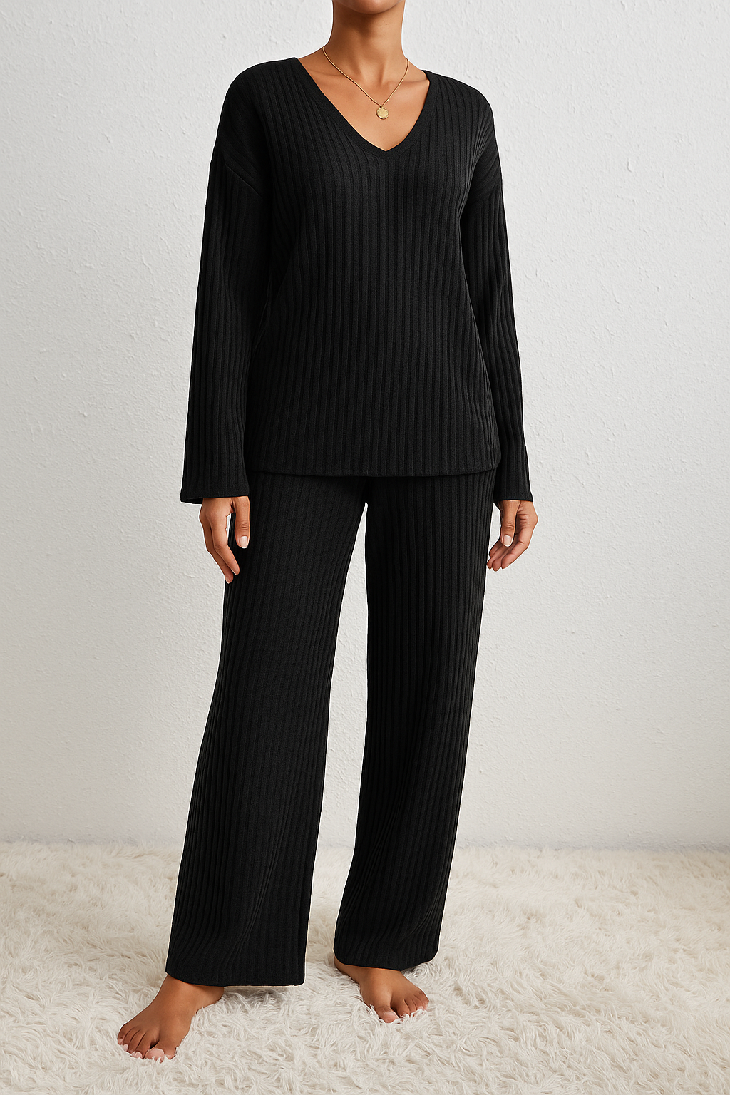 Two-Piece Ribbed Lounge Set | Comfortable & Stylish Women’s Loungewear | Clara