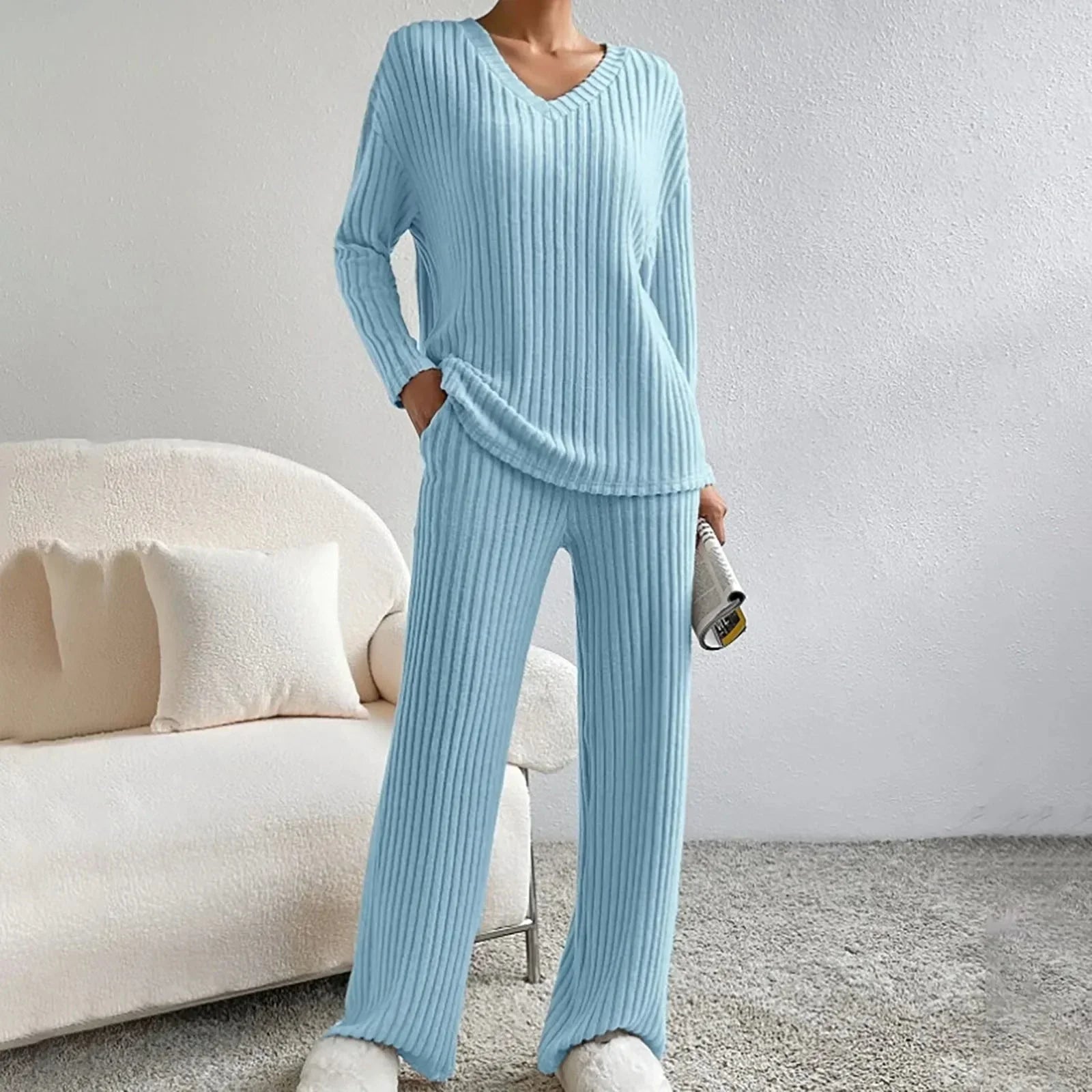 Two-Piece Ribbed Lounge Set | Comfortable & Stylish Women’s Loungewear | Clara