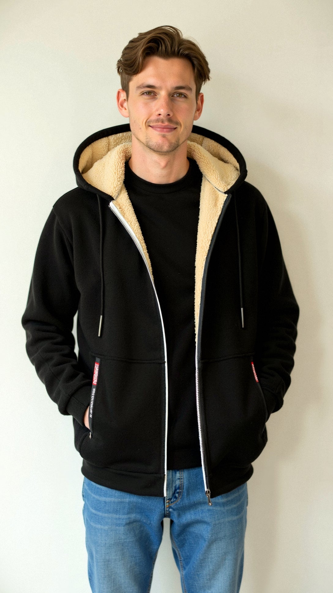 Men’s Lined Winter Hoodie | Warm Fleece Zip Jacket for Cold Weather | Jonas