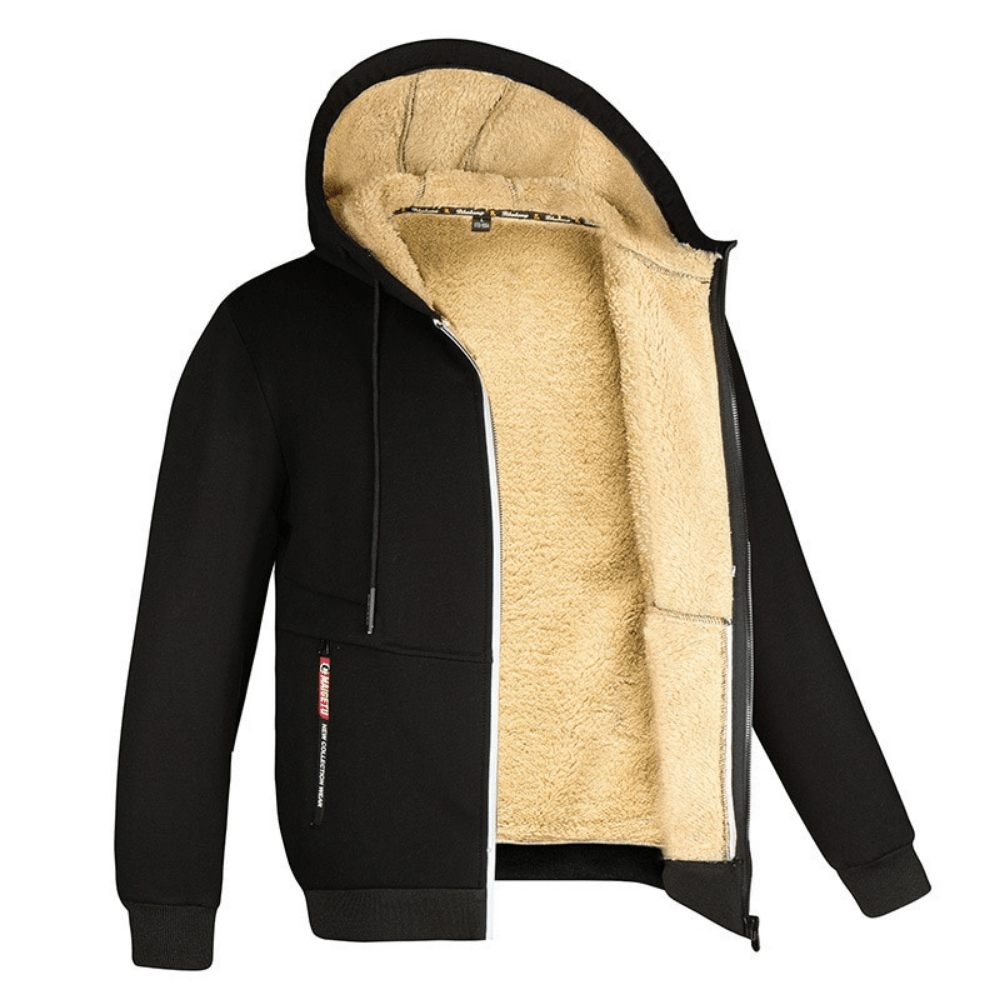 Men’s Lined Winter Hoodie | Warm Fleece Zip Jacket for Cold Weather | Jonas